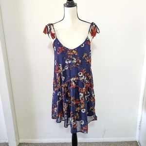 🌟 Mossimo Blue Floral Spaghetti Strap Dress Size Small